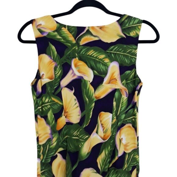 Vtg 80's Hilo Hattie Dress Hawaiian Sleeveless Shift Calla Lily Purple Sz XS - Picture 6 of 9